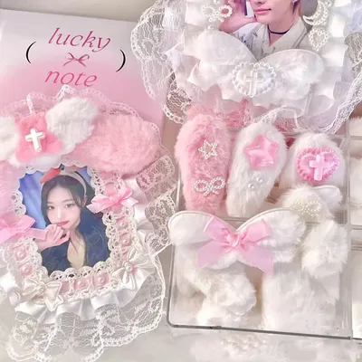Sweet Pink White Lace Card Protectors Decor InsPhoto Card Sleeve DIY Handmade Material Idol Collect