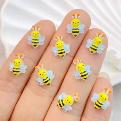 50Pcs New Cute Resin Cartoon Mini Bee Series Flat Back Parts Embellishments For Hair Bows