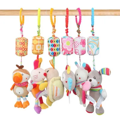 Baby Hanging Rattles Soft Sensory Learning Toy Plush Animals Stroller Infant Car Bed Crib Travel