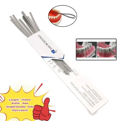 12 Pcs/Set Dental Metal Polishing Stick Strips Alumina Plated Sanding Surface Single Double Side