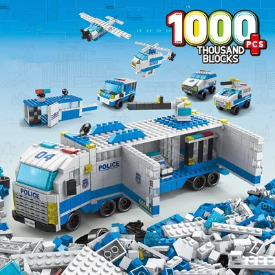 6in1 NEW Police Sports Car Fire Engineering Engine Mini Loader Truck Classic Model Building Blocks