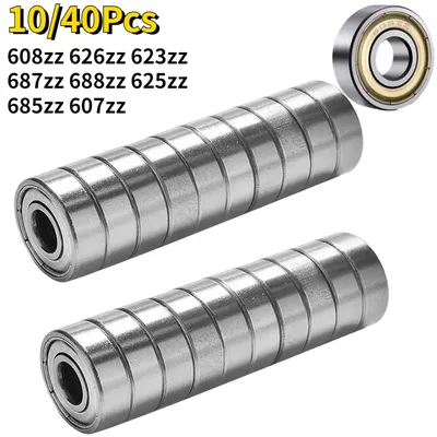 10-40Pcs Ball Bearings 608ZZ 623ZZ 626ZZ 687ZZ 607ZZ Deep Groove Miniature Bearings for Skateboard