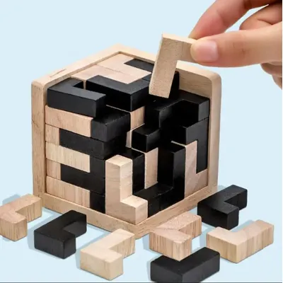 3D Cube Puzzle Luban Interlocking Creative Educational Wooden Toy Brain IQ Mind Early Learning Game