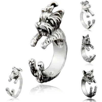 Yorkshire Terrier & Welsh Corgi & Greyhound & Jack Russell Dog Wrap Ring For Women West Highland