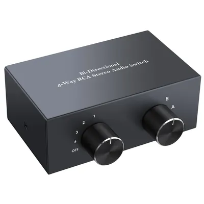 4 Way Bi-Directional RCA Stereo Audio Switch Selector 4X2/2X4 L/R Sound Channel Audio Switcher
