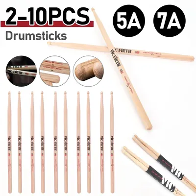 2-10Pc Drumsticks 5A/7A Drum Sticks Consistent Weight and Pitch Mallets American Hickory Drumsticks