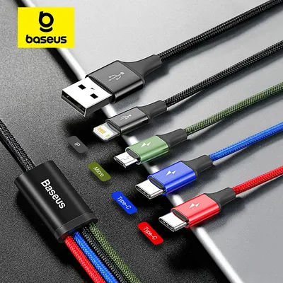 Baseus 4 in 1 USB Cable Type C Cable for Samsung S20 Xiaomi Mi 9 Cable for iPhone 12 X 11 Pro Max