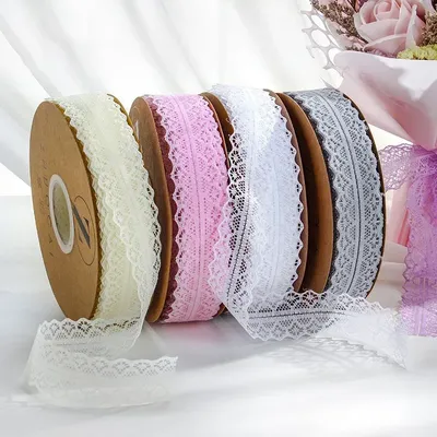 Lace Trim Ribbon 1.2 Inch Wide Vintage Pattern Roll Ribbons 50 Yards for Gift Wrapping Valentine's