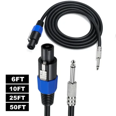 Speakon to 1/4" Mono Speaker Cable, 6.35mm TS Plug to Speakon Male Speaker Wire Audio Amplifier