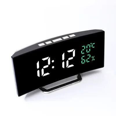 Mirror Digital Alarm Clock Temperature Date 2 Levels of Brightness Adjustment Snooze Table Clock