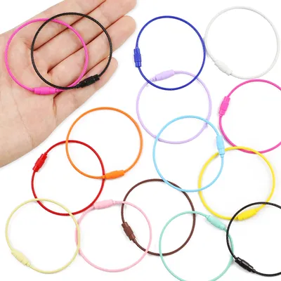 2~20pcs 15CM Colorful Stainless Steel Wire Rope Pendant Key Clasp Chain Connector For Jewelry Bracelet Making DIY Accessories