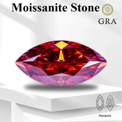 Moissanite Loose Stone Watermelon Red Color Marquise Cut Lab Grown Synthetic Diamond for Charms Jewelry Making Free Delivery