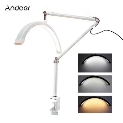 Andoer HD-M3X LED Video Light Half-moon Shaped Desktop Ring Light 3000K-6000K Dimmable for Beauty