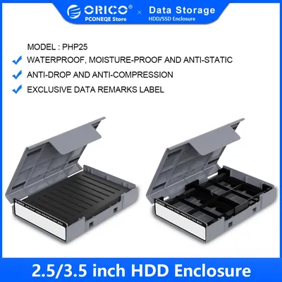 ORICO 2.5 M.2 Hard Drive Protection Box with Label for 2.5 3.5 SSD HDD Shockproof Dust-proof Storage