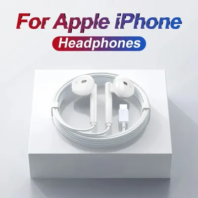 Headphones For Apple iPhone 14 13 12 11 Pro Max Wired Earphones X XS XR 7 8 6 Bluetooth Earplugs
