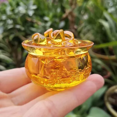 Feng Shui Paperweight Crystal Cornucopia Glass Treasure Bowl with Ingots Coins Figurines Home Decoration Ornament Lucky Gifts