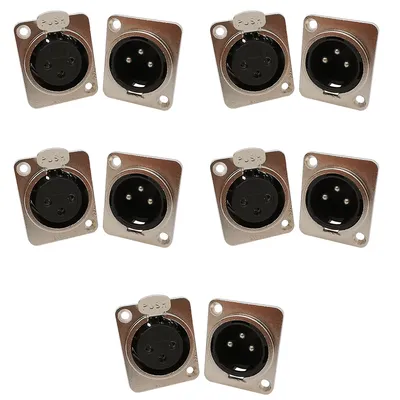 10Pcs 3 Pin XLR Male Female Panel Mount Chassis Plug Jack Socket Connector Microphone MIC Cable