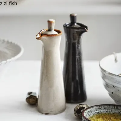 Ceramic Seasoning Bottle Oil Pot Oil Bottle Soy Sauce Pot Spice Jar Vinegar Pot Seasoning Box
