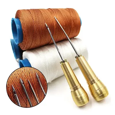Leather Sewing Kit DIY Leather Sewing Awl Needle With Copper Handle Set Leather Canvas Tent Shoes