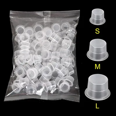 100pcs Tattoo Large Medium Small Ink Pigment Cup Ring transparent Microblading Cap Lip Eyebrow PMU Bleaching Supplies Cream