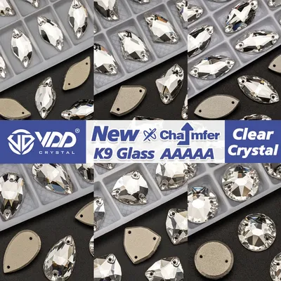 VDD High Quality K9 Glass Sew On Rhinestones Chamfer Sewing Clear Crystal Flatback Stone For Clothes