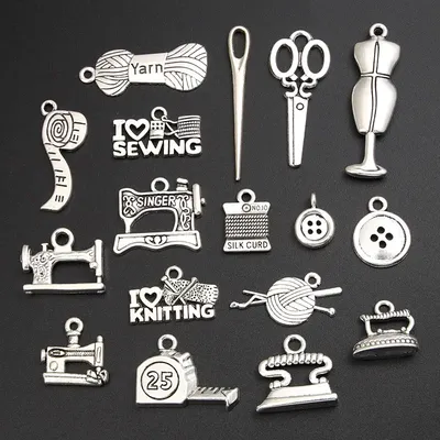 30pcs Random Mix Silver Color Cute Sewing Machines Charms Tape Measure Pendant Jewelry Making DIY