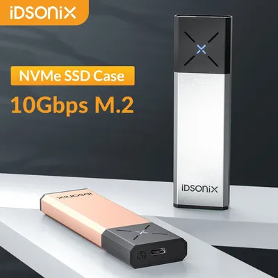 iDsonix M.2 NVMe SATA SSD Enclosure Dual Protocol Hard Drive Case USB 3.2 10Gbps High Speed Type C