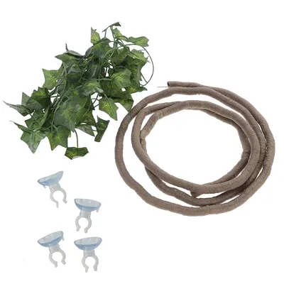 Reptile Vines Flexible Reptile Leaves with Suction Cup Jungle Climber Long Vines Habitat Decor for