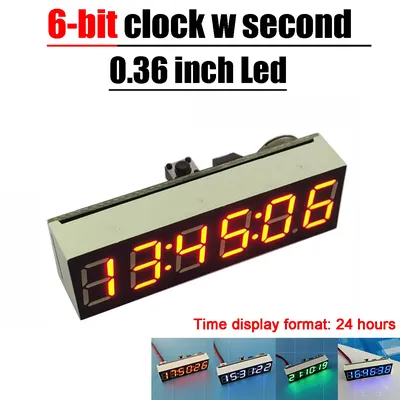 0.36inch 6-bit Clock LED Digital Electronic Clock W second display Module power off memory Brightness adjustment dc 5V 12V
