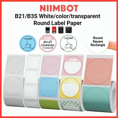 Niimbot Round Mini Printer Portable Thermal Label Stickers Self-Adhesive Waterproof for B1/B21/B3S
