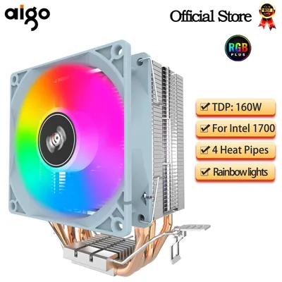 Aigo CPU Cooler 2 4 6 Heat Pipes PC Radiator Cooling 3PIN PWM Silent Rgb Fan For Intel 1700 1150