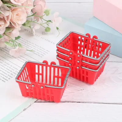 Dollhouse Miniature Shopping Basket Toys Kids Mini Supermarket Shopping Hand Basket Model Doll House