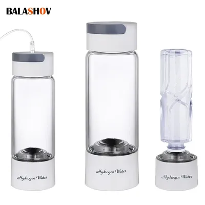 380ML Portable Hydrogen Rich Water Generator Bottle Glass Cup body SPE/PEM Dual Chamber Maker