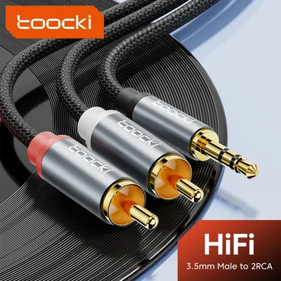 Toocki Audio Cable RCA To 3.5 mm Jack Aux Cable Hifi Jack 3.5mm To 2RCA Splitter Cable For TV PC