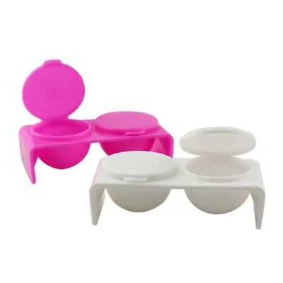 Plastic 2-holes Dappen Bowl with Cap Pigments Liquid Glitter Acrylic Powder Nail Pen Wash Cup Nail Styling Tools