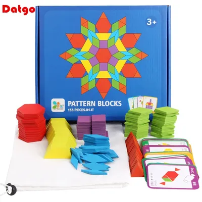155pcs Wooden Jigsaw Creative Puzzle Board Set Colorful Baby Montessori Educational Learning