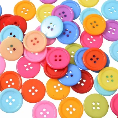 50/100PCs 9/11/15/20/25/30mm Mix Color Overcoat Plastic Button 4 holes Craft Sewing Children's
