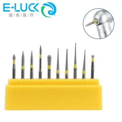10 pcs/box Dental Diamond Burs FG 1.6mm Dentistry Polished Tools for High Speed Handpiece