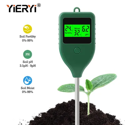 Yieryi 3 in 1 Soil PH Meter Farm Garden Fertility Tester Soil Moisture Test Detector for Indoor