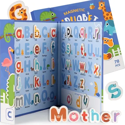 Montessori Busy Quiet Book English Magnetic Letters Card Pairing Exercise Puzzle Spell Games