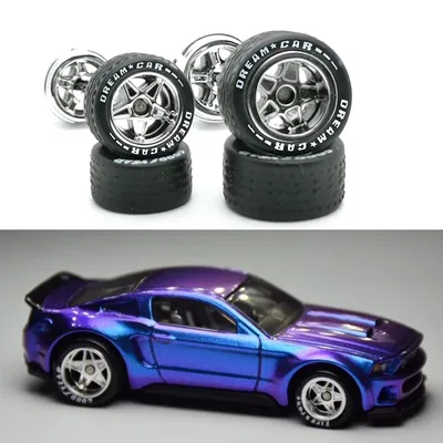 4pc/Set 1:64 Alloy car wheel For Modification Hub Rubber Tires Racing Vehicle Toy Cars Front Rear