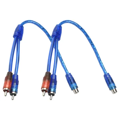 2Pcs Set RCA Audio Cable "Y" Splitter Adapter Computer 1 Female To 2 Males Cord 12 Inch Cables For