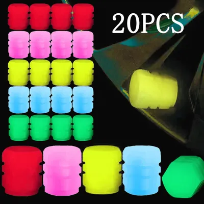 20Pcs Mini Luminous Tire Valve Caps Car Motorcycle Colorful Glowing Valve Cover Tire Wheel Hub