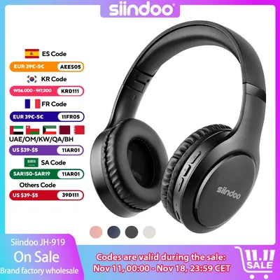 Siindoo JH-919 Wireless Bluetooth Headphones Foldable Stereo Earphones Super Bass Noise Reduction