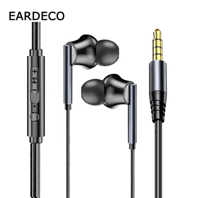 EARDECO Hifi Wired Headphones with Microphone Sport Wired Earphone with Cable Wire In-ear Earbuds