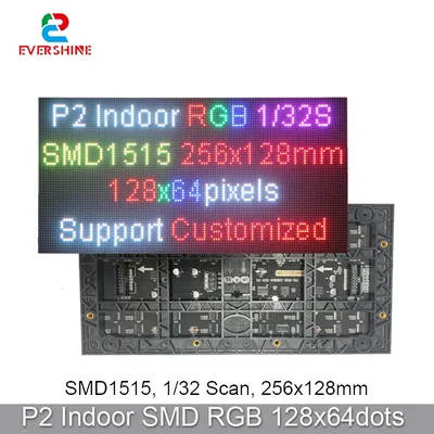 P2 LED Display RGB 256x128 FullColor Display SMD1515 Light 128x64 Pixels 1/32 Scan Display Video