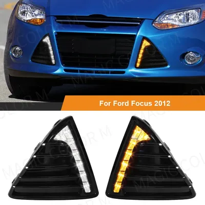 For Ford Focus 2012 2013 2014 2015 LED Daytime Running Light White DRL Yellow Turn Signal Driving