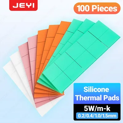 JEYI 100-Pack Thermal Conductive Silicone Pads, M.2 SSD NVMe NGFF Thermal Pad for PC Laptop
