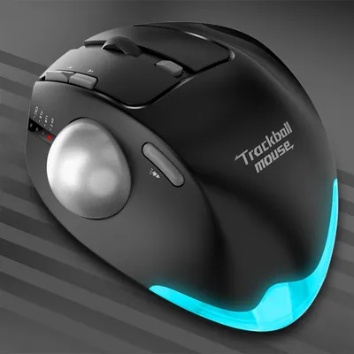 Wireless Bluetooth Trackball Mouse 2.4G RGB Ergonomic Rechargeable Rollerball Mice 3 Device