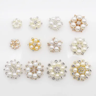 10pcs Gold/Silver Alloy Pearl Rhinestone Decoration Process DIY Wedding Handhold Flower Bow Ribbon